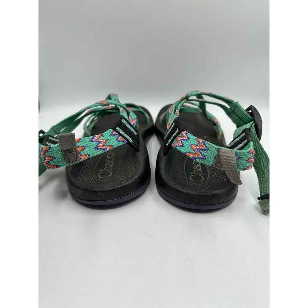Chaco ZX/1 Youth Girls Sz 3 Shoes Green Purple Strappy Adjustable Hiking Sandals